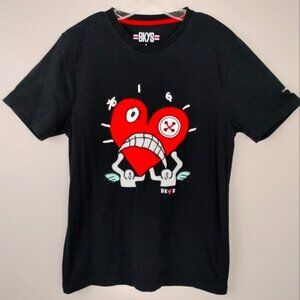 NWOT BKYS Black Keys Clothing Embroidered Urban Graphic Heart Tee Sz. Adult Sm